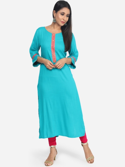 

Paislei Women Blue Solid A-Line Kurta