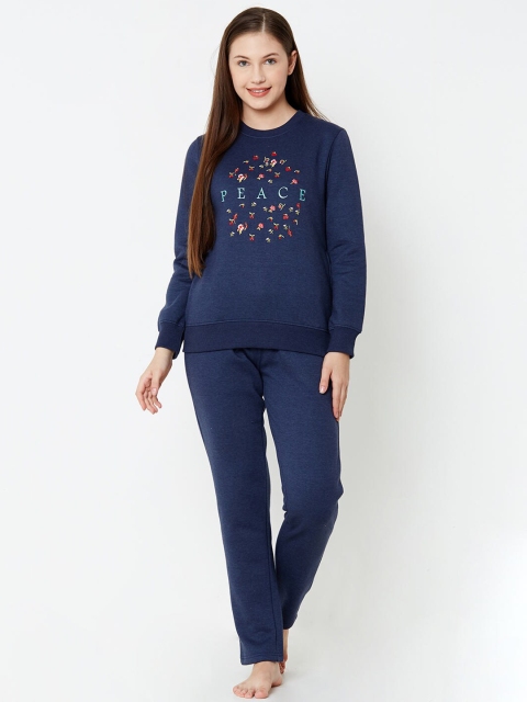 

Sweet Dreams Women Navy Blue Printed Night Suit