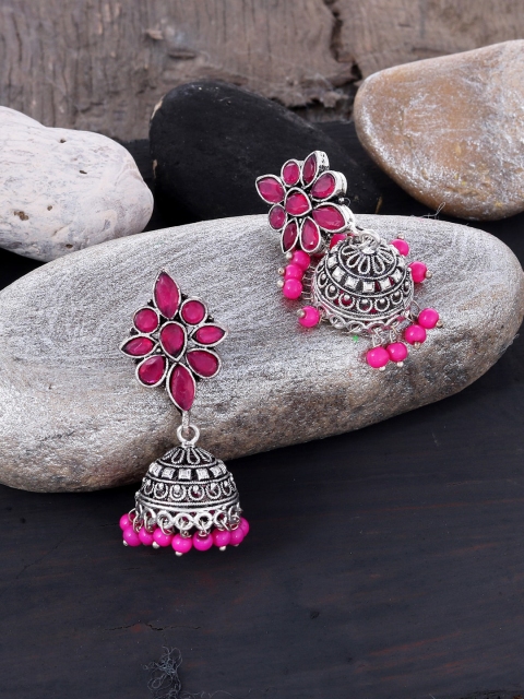 

Silvermerc Designs Silver Plated Oxidised Dome Shaped Jhumkas