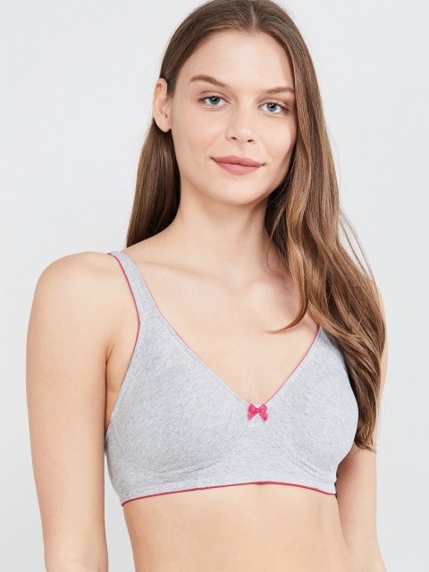 max Grey Solid Non-Wired Non Padded T-shirt Bra