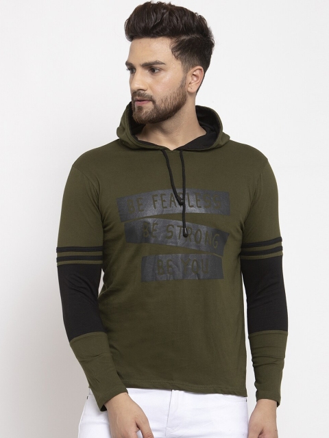 

KATSO Men Olive Green Printed Round Neck T-shirt