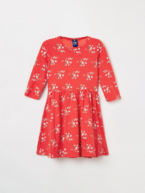 

Fame Forever by Lifestyle Girls Orange Floral Printed Fit and Flare Dress