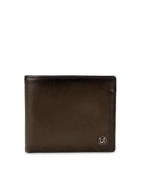 

Da Milano Men Olive Green Solid Two Fold Leather Wallet