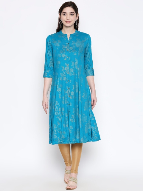 

RANGMANCH BY PANTALOONS Women Blue Printed A-Line Kurta