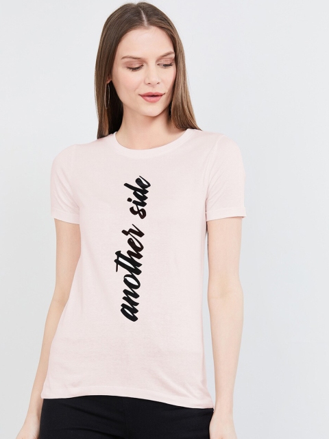 

max Women Peach & Black Printed T-shirt