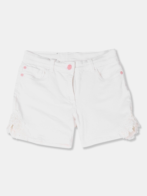 

U.S. Polo Assn. Kids Girls White Solid Regular Fit Shorts