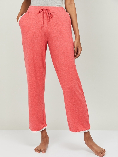 

Ginger by Lifestyle Women Coral Pink Solid Lounge Pants