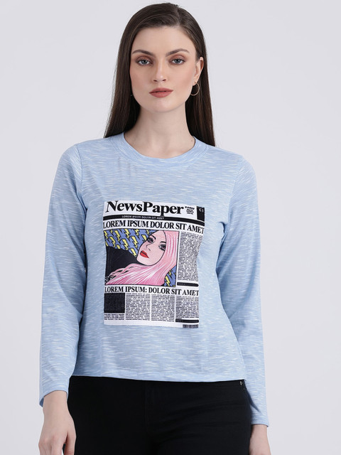 

Zink London Women Blue & Black Printed Top
