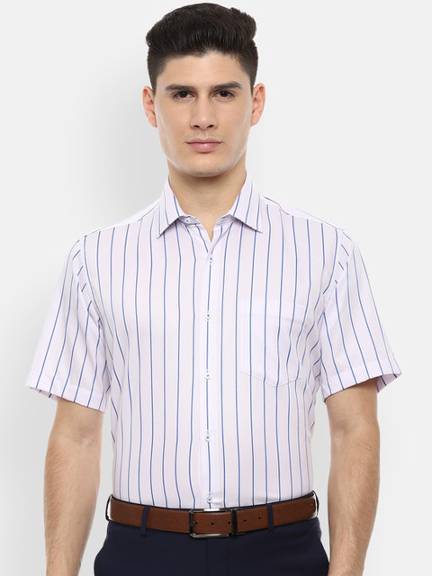 

Van Heusen Men White & Blue Regular Fit Striped Formal Shirt