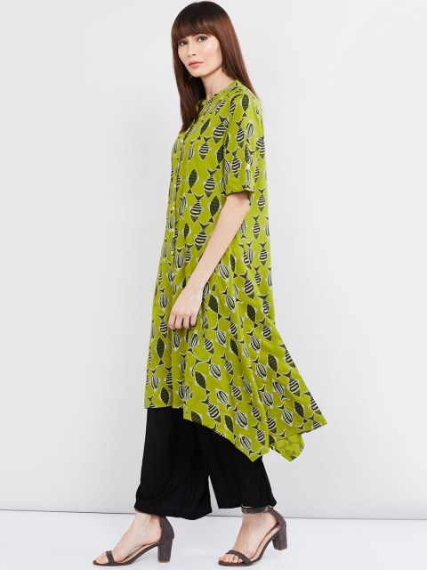 

max Women Green Printed Anarkali Kurta