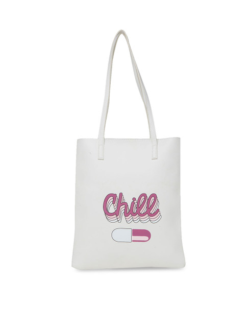 

Globus White & Pink Printed Tote Bag