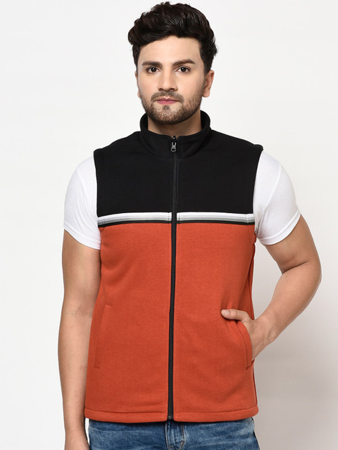

Octave Men Black & Orange Colourblocked Sweatshirt