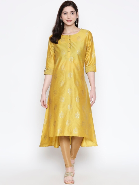 

RANGMANCH BY PANTALOONS Women Yellow & Green Printed A-Line Kurta