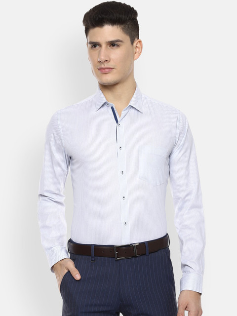

Van Heusen Men White & Blue Slim Fit Striped Formal Shirt