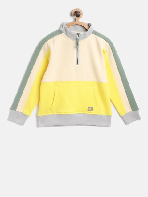 

Cherry Crumble Unisex Kids Cream-Coloured & Yellow Colourblocked Sweatshirt