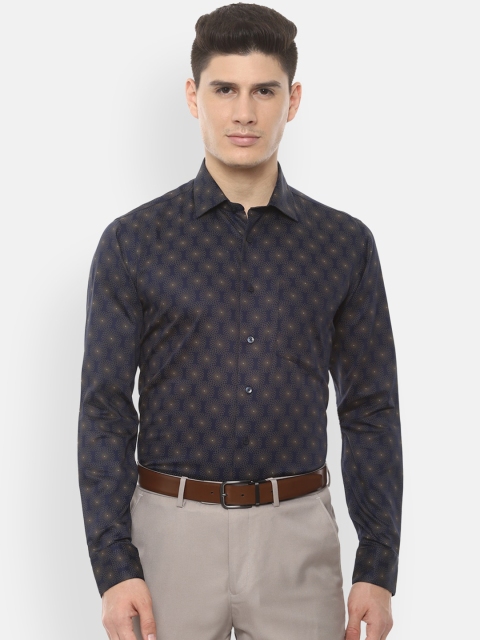 

Van Heusen Men Navy Blue & Beige Slim Fit Printed Formal Shirt