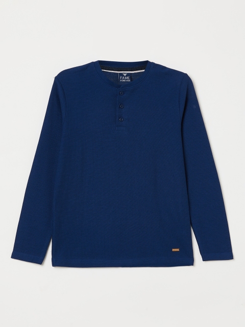 

Fame Forever by Lifestyle Boys Navy Blue Solid Henley Neck T-shirt