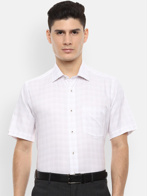 

Van Heusen Men White Opaque Plaid Checked Formal Shirt