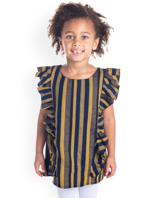 

Cherry Crumble Girls Yellow & Blue Striped Top