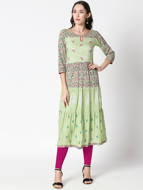 

HUUR Women Green Printed Anarkali Kurta