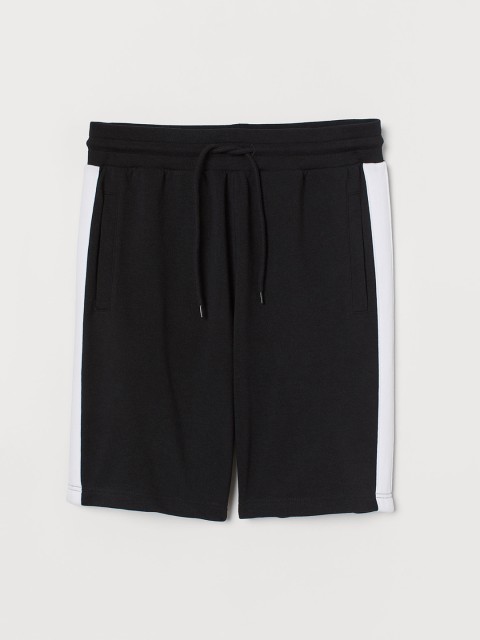 

H&M Men Black Side-Stripe Sweatshirt Shorts