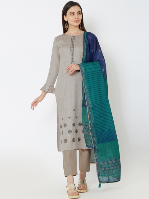 

Satrani Grey & Blue Pure Cotton Unstitched Dress Material