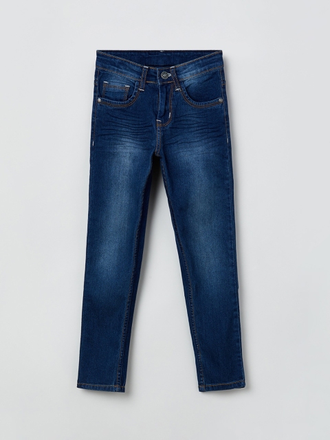 

max Boys Blue Slim Fit Mid-Rise Low Distress Jeans