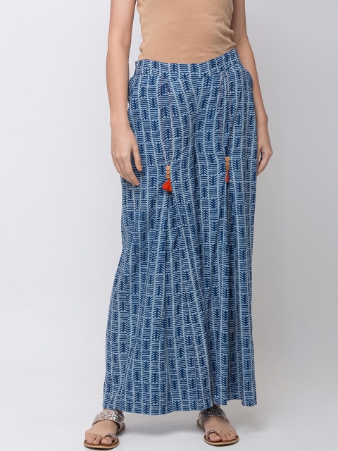 

Ethnicity Women Blue Printed Flared Palazzos