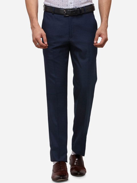 

JB STUDIO Men Blue Slim Fit Solid Formal Trousers