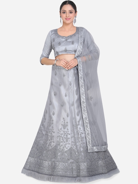 

Mitera Grey Unstitched Lehenga & Blouse with Dupatta
