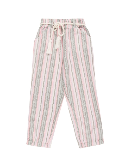 

Cherokee Girls Pink & Off-White Regular Fit Striped Regular Trousers