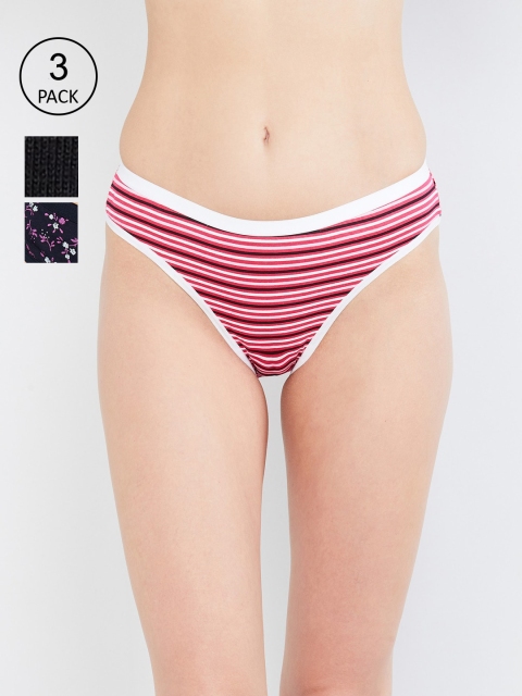 

max Women Pack of 3 Black & Pink Printed Basic Briefs NOOSSU20LH18BLACK