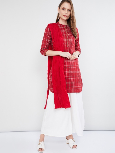 

max Red Solid Dupatta