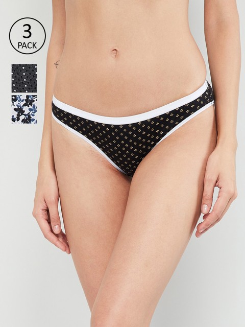 

max Women Pack Of 3 Black & White Printed Bikinis SU19LH07FUCHSIA