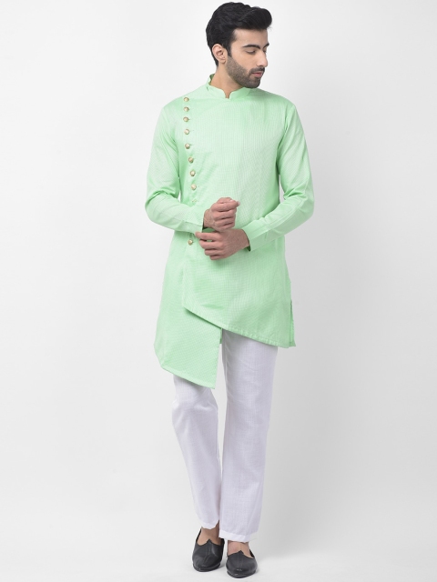 

SG LEMAN Men Green & White Solid Kurti with Trousers