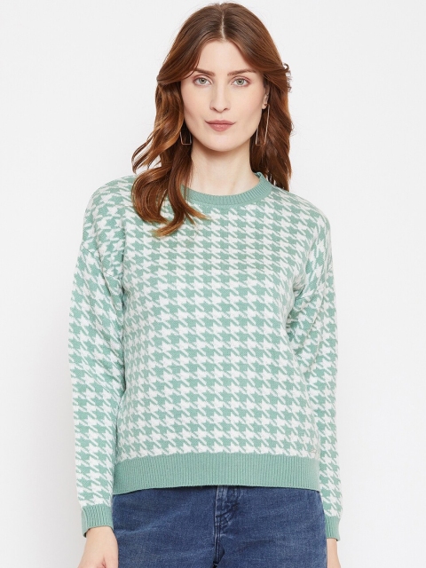 

Octave Women Sea Green Printed Pullover Sweater