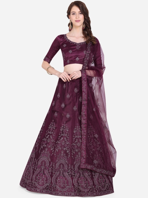 

Mitera Burgundy Semi-Stitched Lehenga & Unstitched Blouse with Dupatta