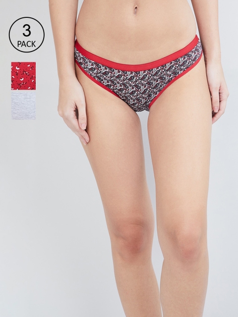 

max Women Pack of 3 Printed Briefs NOOSPA19BK01RED, Black