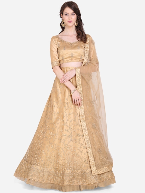 

Mitera Beige Semi-Stitched Lehenga & Blouse with Dupatta