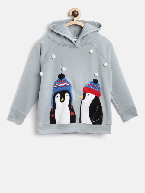 

Cherry Crumble Kids Blue & Black Twin Penguin Hooded Sweatshirt