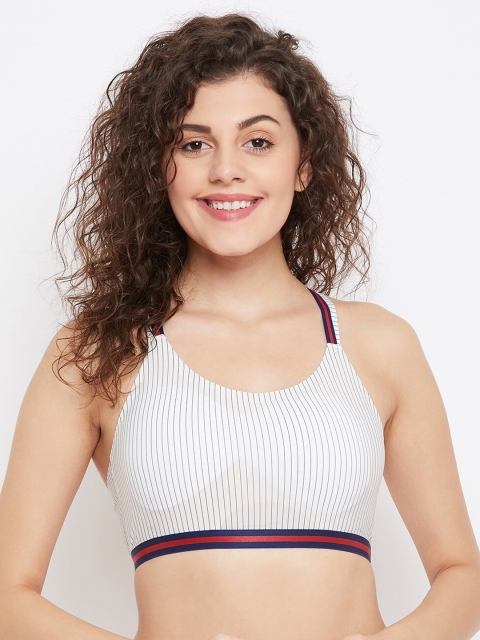 

SECRETS BY ZEROKAATA White Self Design Non-Wired Lightly Padded Workout Bra