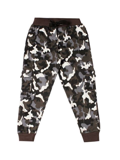 

RAINE AND JAINE Boys Grey & White Military Printed Straight-Fit Joggers