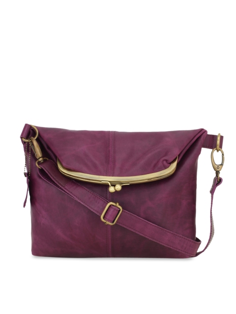 

Women Maroon Textured Genuine Leather Messenger Bag