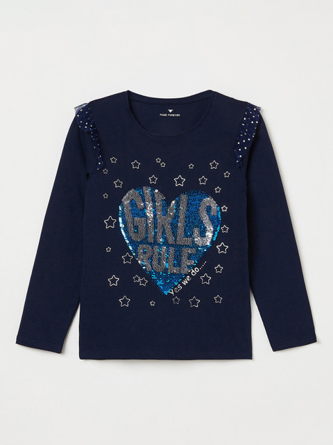 

Fame Forever by Lifestyle Girls Navy Blue & Pink Sequin Embellished Top