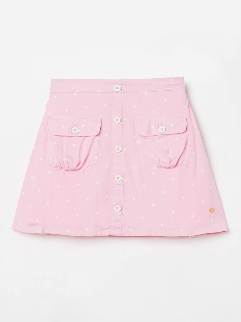 

Bossini Girls Pink & White Polka Dot Printed A-Line Skirt