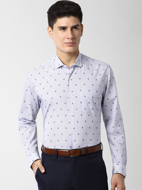 

Peter England Men White & Blue Slim Fit Striped Casual Shirt