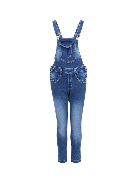 

FirstClap Kids Blue Solid Denim Dungarees