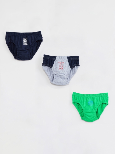 

max Boys Pack of 3 Printed Basic Briefs W18DIN02MULTI, Navy blue