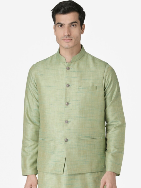 

TABARD Men Green Solid Nehru Jacket