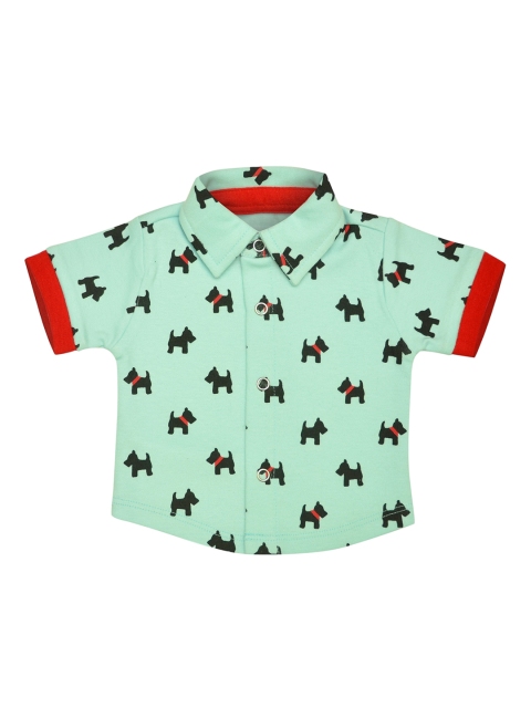 

The Flybees Boys Blue & Black Regular Fit Printed Casual Shirt
